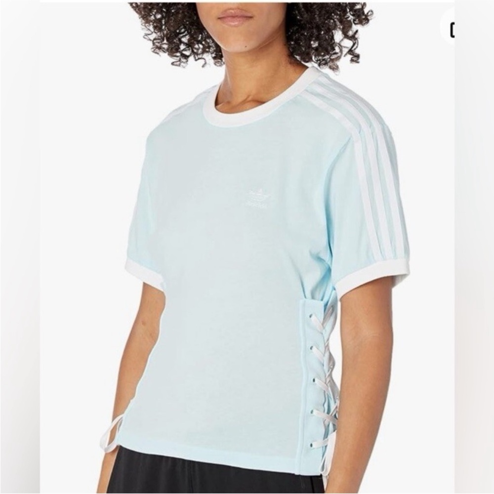 Adidas Women's Sky Blue Lace-Up
Corset Like T-Shirt